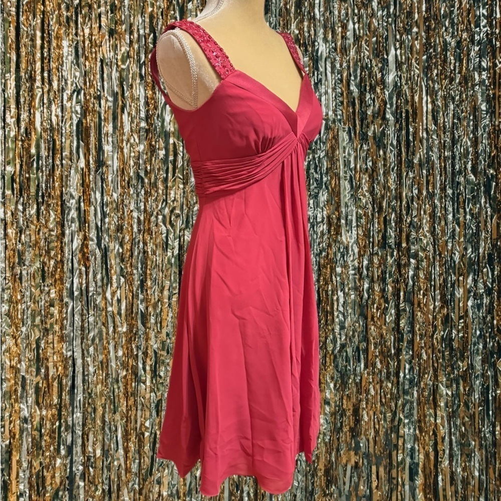 David’s Bridal 4 Ladies Pink Prom Dress Homecoming Sequin Ruffle Sweetheart Bead